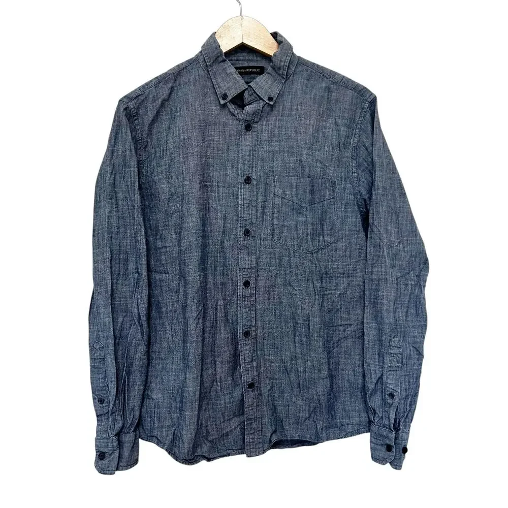 Banana Republic Untucked Slim Fit Long Sleeve Button Down Sz M